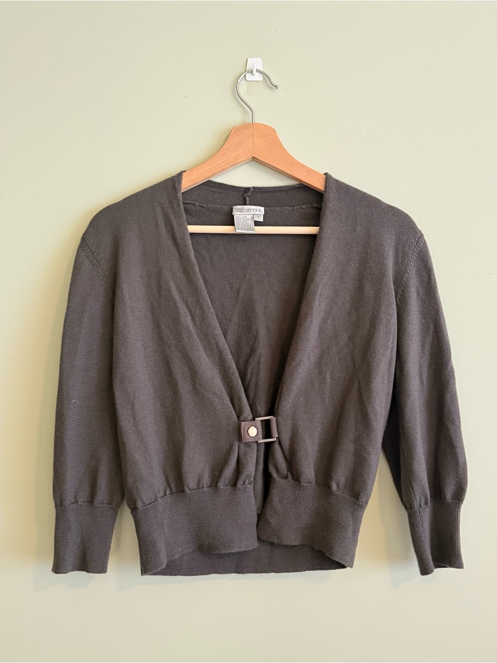 Vintage-Inspired Black Women's Wool Cardigan Sweater with Buckle